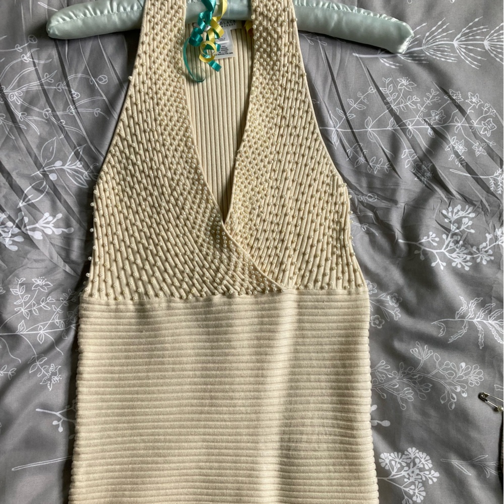 White House Black Market Cream Knit Tank Top